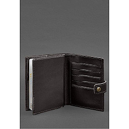 Кожаная обложка-портмоне на паспорт с гербом Украины 25.0 темно-коричневая BlankNote