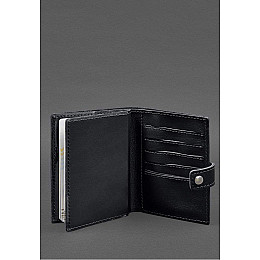 Кожаная обложка-портмоне на паспорт с гербом Украины 25.0 Черная BlankNote