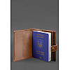 Кожаная обложка-портмоне на паспорт с гербом Украины 25.0 Светло-коричневая BlankNote