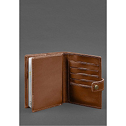 Кожаная обложка-портмоне на паспорт с гербом Украины 25.0 Светло-коричневая BlankNote