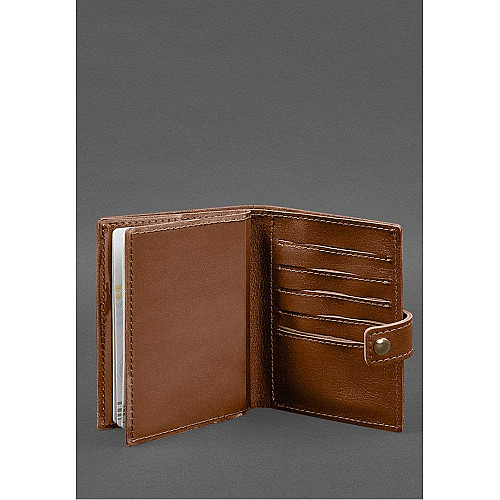 Кожаная обложка-портмоне на паспорт с гербом Украины 25.0 Светло-коричневая BlankNote