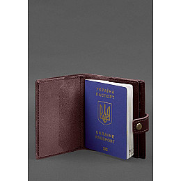 Кожаная обложка-портмоне на паспорт с гербом Украины 25.0 Бордовая BlankNote