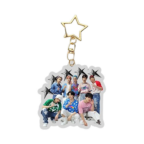 Брелок акриловий Bioworld Стрей Кідс Stray Kids з застібкою-зіркою та принтом зірок (23211)