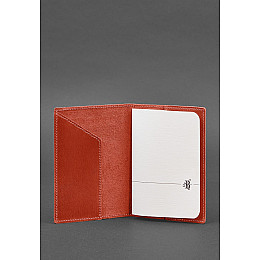 Кожаная обложка для паспорта коралловая с украинским гербом BlankNote