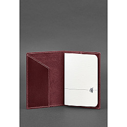 Кожаная обложка для паспорта с украинским гербом бордовая BlankNote