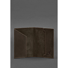 Кожаная обложка для паспорта с украинским гербом темно-коричневая BlankNote