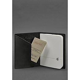 Кожаная обложка для паспорта с украинским гербом черная BlankNote