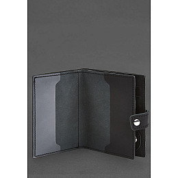 Кожаная обложка-портмоне для военного билета с карманом для жетона 15.1 Черная BlankNote