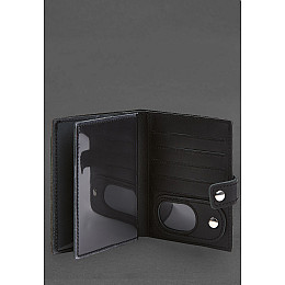 Кожаная обложка-портмоне для военного билета с карманом для жетона 15.1 Черная BlankNote