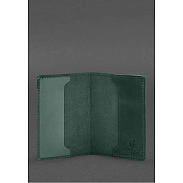 Кожаная обложка для военного билета офицера запаса 8.2 зеленая Crazy Horse BlankNote