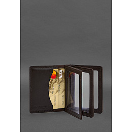 Кожаная обложка для водительского удостоверения ID и пластиковых карт 2.1 коричневая BlankNote