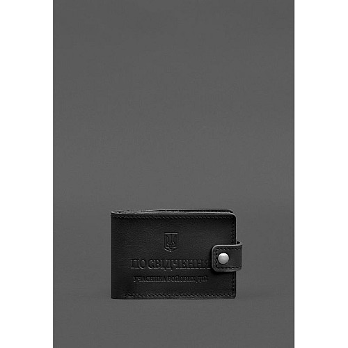 Кожаная обложка-портмоне для удостоверения участника боевых действий BlankNote (картонный документ) Черная