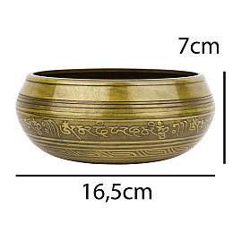 Поющая чаша Kailash Тибетська Ганеш Подвійний ваджра на дні Мантра Мани 165x165x70 мм Бронзова (27703)