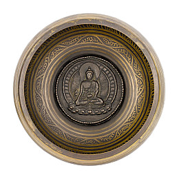 Поющая чаша Kailash Будда Медицины Драгоценный Зонт Мантра Мани 165x165x75 мм Бронзовый (27705)