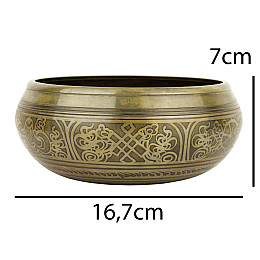 Поюча чаша Kailash Будда в жесті Захисту Абхая Мудра 8 Символів Щастя 167x167x70 мм Бронзовий (27706)