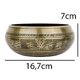 Поюча чаша Kailash Тибетський Будда в жесті Захисту Абхая Мудра 8 Символів Щастя Вузол 167x167x70 мм (27707)