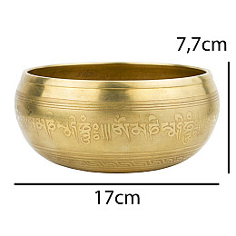 Поющая чаша Kailash Тибетська Ваджр подвійна Мантра Мани ОМ тибетська 170х170х77 мм Бронзова (27678)