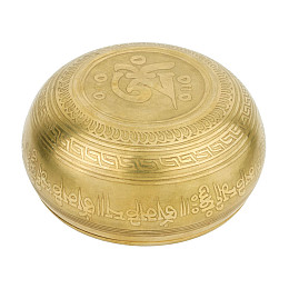 Поющая чаша Kailash Тибетська Ваджр подвійна Мантра Мани ОМ тибетська 170х170х77 мм Бронзова (27678)