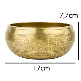 Поющая чаша Kailash Тибетська Ваджр подвійна Мантра Мани Символ Жоу Очі Будди 170х170х77 мм Бронзова (27679)