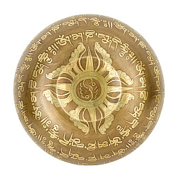 Поюча чаша Kailash Тибетська Ваджр подвійна Мантра Мани 157х157х85 мм Бронзова (27680)