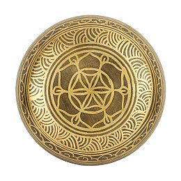 Поющая чаша Kailash Тибетська Мандала Дьяні Будд Мантри Лотос 133х133х54 мм Бронзова (27729)