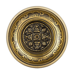 Поюча чаша Kailash Мандала Дьяні Будд Мантри Очі Будди 133х133х54 мм Бронзова (27731)