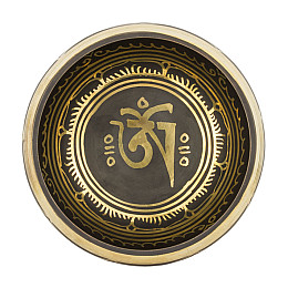 Поющая чаша Kailash Тибетський ОМ Очі Будди Мантра Мані 155х155х78 мм Чорнене бронза (27736)