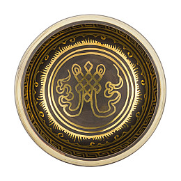 Поющая чаша Kailash Тибетський слог ХУМ Мантра Мани Узел Безкінечності 155х155х78 мм Чорнене бронза (27738)