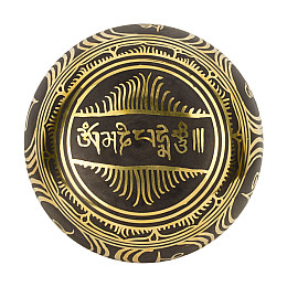 Поющая чаша Kailash Тибетська Мантра Мани Очі Будди 155х155х78 мм Чорнене бронза (27739)