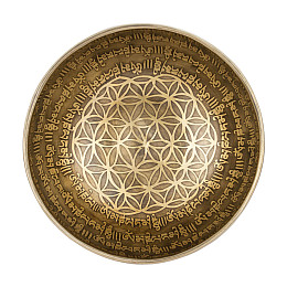 Поющая чаша Kailash Цветкова Мандала Мантра Мани Лотос 154х154х80 мм Античний Бронзовий (27356)