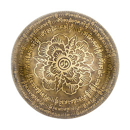 Поющая чаша Kailash Цветкова Мандала Мантра Мани Лотос 154х154х80 мм Античний Бронзовий (27356)
