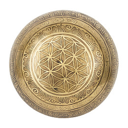 Поющая чаша Kailash Цветкова Мандала Мантра Мани Двойний Дордже 158х158х80 мм Античний Бронзовий (27357)