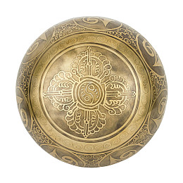 Поющая чаша Kailash Символ Шоу Мантра Мани Двойний Дордже 156х156х80 мм Античний Бронзовий (27355)