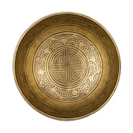 Поющая чаша Kailash Символ Шоу Мантра Мани Двойний Дордже 156х156х80 мм Античний Бронзовий (27355)