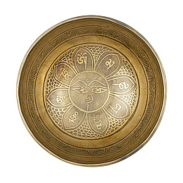 Поющая чаша Kailash Тибетська Глаза Будди Мантра Мани Мандала Мани 189х189х91 мм Античний Бронзовий (27697)