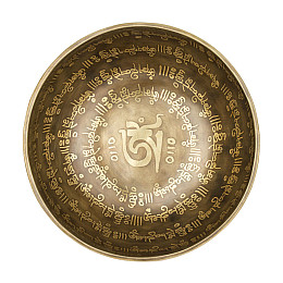 Поющая чаша Kailash Тибетська Глаза Будди Мантра Мани Тибетський Ом 182х182х95 мм Античний Бронзовий (27743)