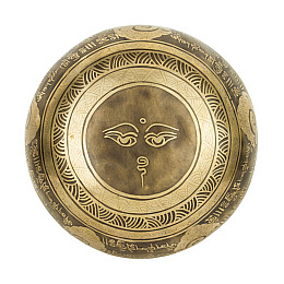 Поющая чаша Kailash Тибетська Глаза Будди Мантра Мани Тибетський Ом 182х182х95 мм Античний Бронзовий (27743)