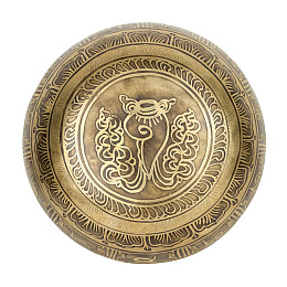 Поющая чаша Kailash Тибетська Мантра Мани Тибетський Ом 177х177х88 мм Античний Бронзовий (27744)