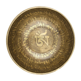 Поющая чаша Kailash Тибетська Мантра Мани Тибетський Ом 177х177х88 мм Античний Бронзовий (27744)