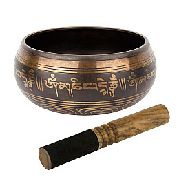 Поющая чаша Kailash Дхармачакра 168х168х78 мм Античный Бронзовый (27700)