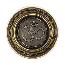Поющая чаша Kailash ОМ санскрит Мантри Глаза Будди 120x120x49 мм Бронзова (27733)