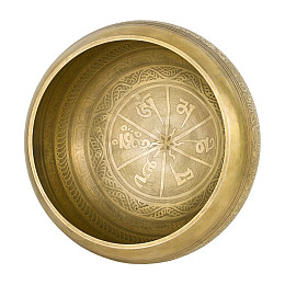 Поющая чаша Kailash Мандала Мани 8 Символів Щастя 210x210x105 мм Бронзова (27691)