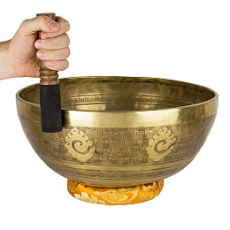Поюча чаша Kailash Ганеш Ганапаті та Мантри Мані Полум'я 380x380x160 мм Античний Бронзовий (27416)