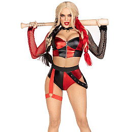 Костюм Leg Avenue Crime Spree Sweetie Costume M кроп-топ и шорты SO9205 Черно-красный