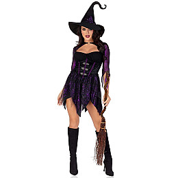 Костюм ведьмы Leg Avenue Mystical Witch M платье и шляпа SO9333 Фиолетовый