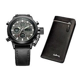 Подарочный набор AMST Часы AM3003 + кошелек Baellerry Black (2104618452)