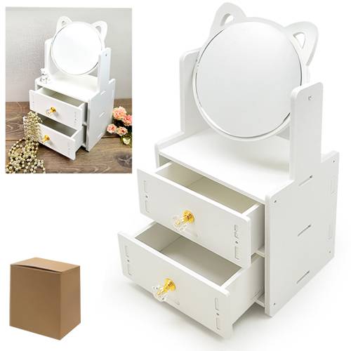 Шкатулка-комод для прикрас і косметики з дзеркалом Stenson TL00381 27х17х13 см Білий
