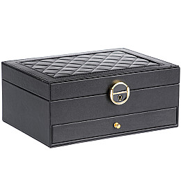 Шкатулка для прикрас Craft JW/2FLR.BK 23х17х10.5 см Чорно-бежевий