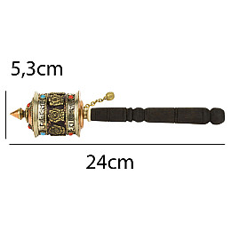 Молитвений барабан Кайлаш Мані Вісім символів щастя 24х5.3х5.3 см Мідний (25370)