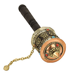 Молитвений барабан Кайлаш Мані Вісім символів щастя 24х5.3х5.3 см Мідний (25370)